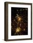 Night time satellite view of Antwerp and Brussels cities, Belgium-null-Framed Photographic Print