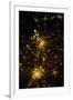 Night time satellite view of Antwerp and Brussels cities, Belgium-null-Framed Premium Photographic Print