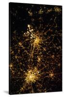 Night time satellite view of Antwerp and Brussels cities, Belgium-null-Stretched Canvas