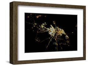 Night time satellite view of Dammam, Eastern Province, Saudi Arabia-null-Framed Photographic Print