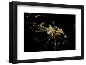 Night time satellite view of Dammam, Eastern Province, Saudi Arabia-null-Framed Photographic Print