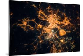 Night time satellite view of Hangzhou, China-null-Stretched Canvas