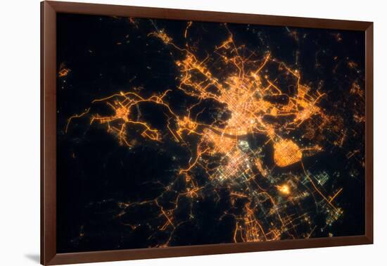 Night time satellite view of Hangzhou, China-null-Framed Photographic Print