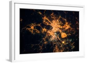 Night time satellite view of Hangzhou, China-null-Framed Photographic Print