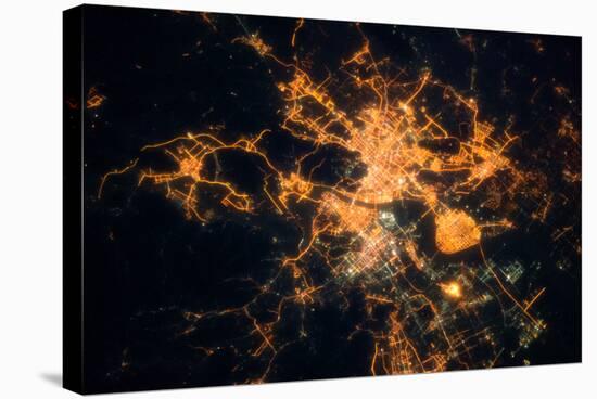 Night time satellite view of Hangzhou, China-null-Stretched Canvas