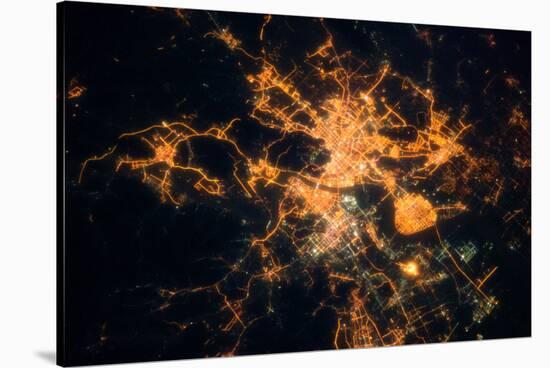 Night time satellite view of Hangzhou, China-null-Stretched Canvas