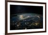 Night time satellite view of planet Earth showing Italy and Mediterranean Sea-null-Framed Photographic Print