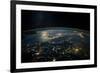 Night time satellite view of planet Earth showing Italy and Mediterranean Sea-null-Framed Photographic Print