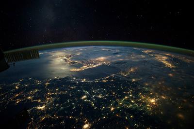 Night Time Satellite View Of Planet Earth Showing Italy And Mediterranean Sea Photographic Print Allposters Com