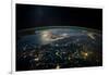 Night time satellite view of planet Earth showing Italy and Mediterranean Sea-null-Framed Photographic Print