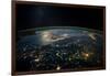 Night time satellite view of planet Earth showing Italy and Mediterranean Sea-null-Framed Photographic Print