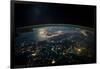 Night time satellite view of planet Earth showing Italy and Mediterranean Sea-null-Framed Photographic Print