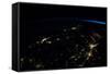 Night time satellite view of planet Earth showing North Eastern USA area-null-Framed Stretched Canvas