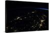 Night time satellite view of planet Earth showing North Eastern USA area-null-Stretched Canvas
