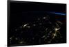 Night time satellite view of planet Earth showing North Eastern USA area-null-Framed Photographic Print