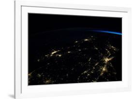 Night time satellite view of planet Earth showing North Eastern USA area-null-Framed Photographic Print