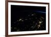 Night time satellite view of planet Earth showing North Eastern USA area-null-Framed Photographic Print