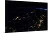 Night time satellite view of planet Earth showing North Eastern USA area-null-Mounted Photographic Print