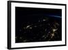 Night time satellite view of planet Earth showing North Eastern USA area-null-Framed Photographic Print