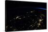 Night time satellite view of planet Earth showing North Eastern USA area-null-Stretched Canvas