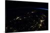 Night time satellite view of planet Earth showing North Eastern USA area-null-Stretched Canvas