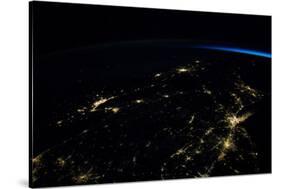 Night time satellite view of planet Earth showing North Eastern USA area-null-Stretched Canvas