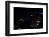 Night time satellite view of planet Earth showing North Eastern USA area-null-Framed Photographic Print
