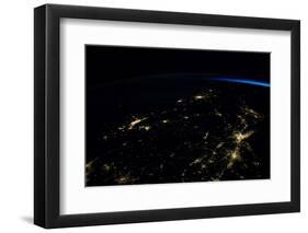 Night time satellite view of planet Earth showing North Eastern USA area-null-Framed Photographic Print