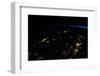 Night time satellite view of planet Earth showing North Eastern USA area-null-Framed Photographic Print