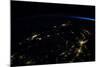 Night time satellite view of planet Earth showing North Eastern USA area-null-Mounted Photographic Print