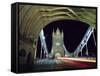 Night Time Traffic Crosses Tower Bridge in Central London-Andrew Watson-Framed Stretched Canvas
