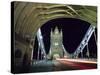 Night Time Traffic Crosses Tower Bridge in Central London-Andrew Watson-Stretched Canvas