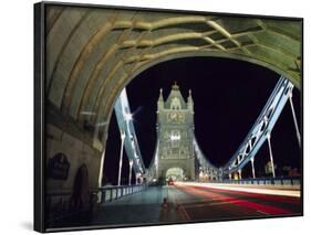 Night Time Traffic Crosses Tower Bridge in Central London-Andrew Watson-Framed Photographic Print