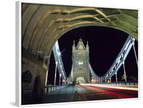 Night Time Traffic Crosses Tower Bridge in Central London-Andrew Watson-Framed Photographic Print