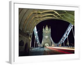 Night Time Traffic Crosses Tower Bridge in Central London-Andrew Watson-Framed Photographic Print