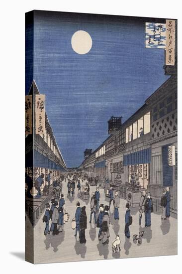 Night Time View of Saruwaka Street, from Meisho Edo Hyakkei-Ando Hiroshige-Stretched Canvas