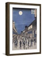 Night Time View of Saruwaka Street, from Meisho Edo Hyakkei-Ando Hiroshige-Framed Giclee Print