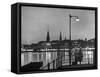 Night Time View of the City of Hamburg, Looking Across River at the New Post War Construction-Walter Sanders-Framed Stretched Canvas