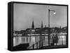 Night Time View of the City of Hamburg, Looking Across River at the New Post War Construction-Walter Sanders-Framed Stretched Canvas