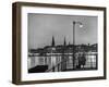 Night Time View of the City of Hamburg, Looking Across River at the New Post War Construction-Walter Sanders-Framed Photographic Print
