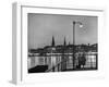 Night Time View of the City of Hamburg, Looking Across River at the New Post War Construction-Walter Sanders-Framed Photographic Print