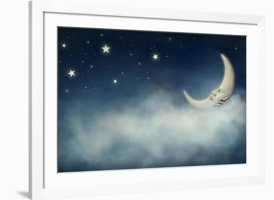 Night Time with Stars and Moon-egal-Framed Photographic Print