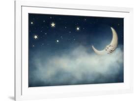 Night Time with Stars and Moon-egal-Framed Photographic Print