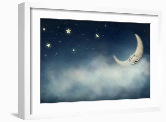 Night Time with Stars and Moon-egal-Framed Photographic Print