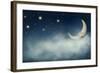 Night Time with Stars and Moon-egal-Framed Photographic Print