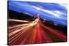 Night Traffic on a Busy City Highway in Toronto-elenathewise-Stretched Canvas