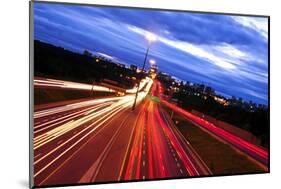 Night Traffic on a Busy City Highway in Toronto-elenathewise-Mounted Photographic Print