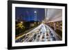 Night Traffic on Yan'an Road, Shanghai, China-Paul Souders-Framed Photographic Print