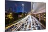 Night Traffic on Yan'an Road, Shanghai, China-Paul Souders-Mounted Photographic Print