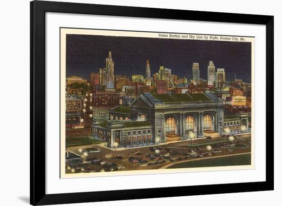 Night, Union Station, Kansas City, Missouri-null-Framed Premium Giclee Print